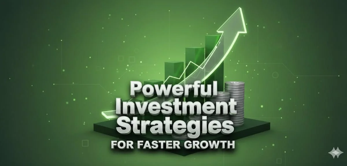 An investor reviewing charts, growth graphs, and financial data on a laptop, representing powerful investment strategies for faster growth.