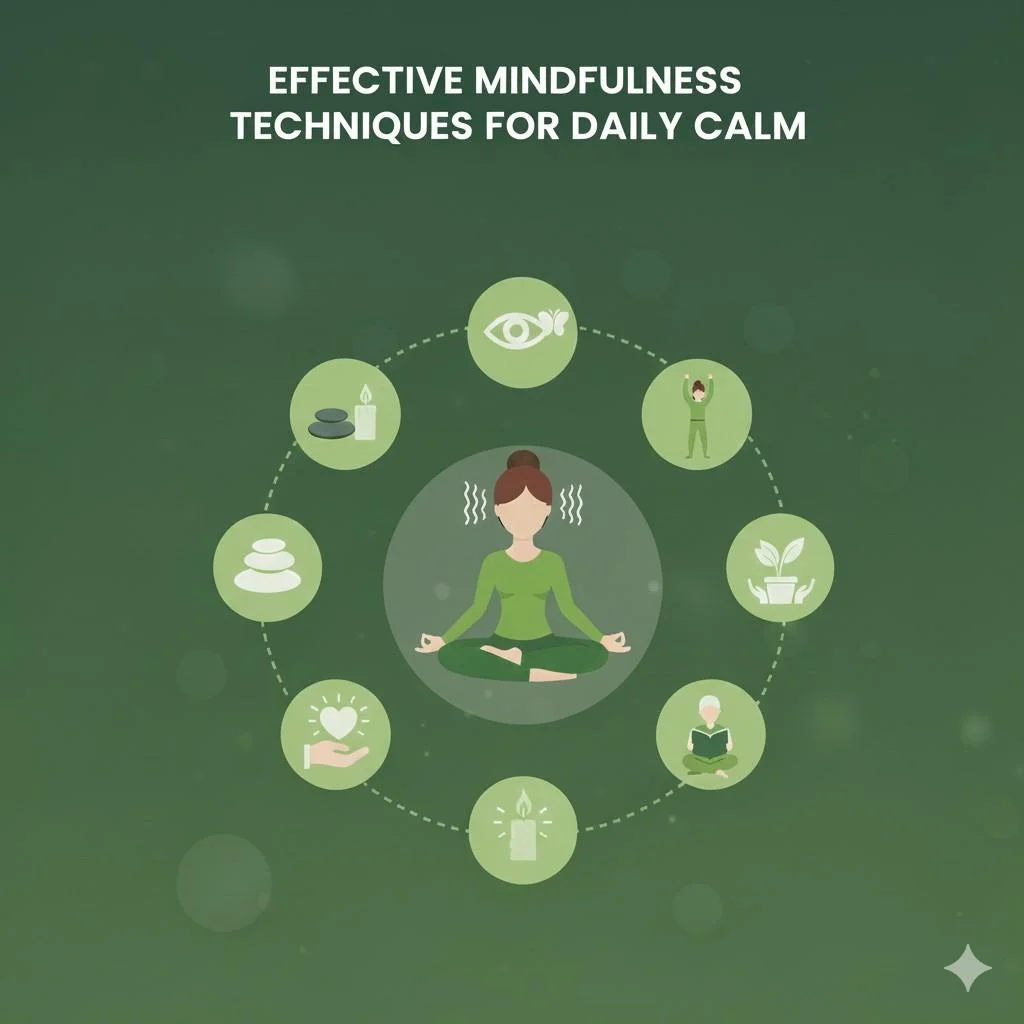 A person practicing mindfulness with breathing exercises in a peaceful setting, representing effective mindfulness techniques for daily calm.